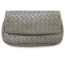 Bottega Veneta-Bolsa Crossbody com aba Bottega Veneta Intrecciato cinza-Outro