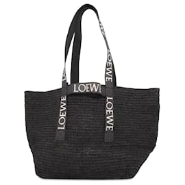 Loewe-Schwarze LOEWE Raffia Fold Shopper-Tasche-Schwarz