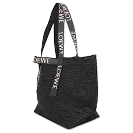 Loewe-Bolso shopper con pliegues de rafia LOEWE negro-Negro