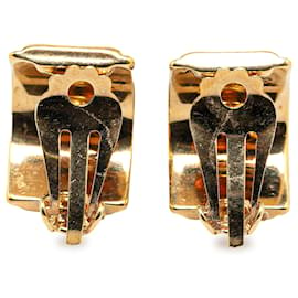 Hermès-Boucles d'oreilles à clip en émail cloisonné léopard Hermès doré-Doré