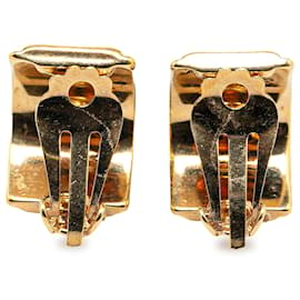 Hermès-Gold Hermès Leopard Cloisonne Enamel Clip On Earrings-Golden