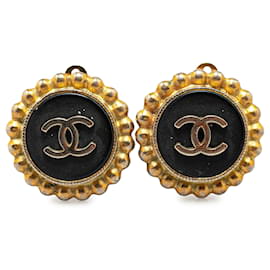 Chanel-Boucles d'oreilles à clip Chanel CC noires-Noir