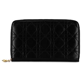 Dior-Carteira organizadora preta Dior Lambskin Cannage com zíper-Preto