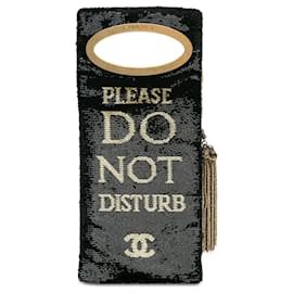 Chanel-Schwarze Chanel „Do Not Disturb“-Minaudiere-Clutch mit Pailletten-Schwarz