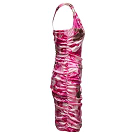 Versace-Vestido rosa e multicolor Versace com estampa floral abstrata sem mangas tamanho IT 44-Rosa