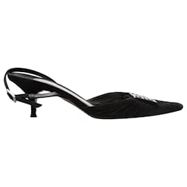 Givenchy-Black Givenchy Velvet Crystal-Embellished Pointed-Toe Slingback Heels Size 37-Black
