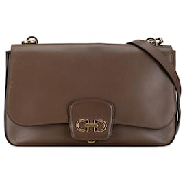 Salvatore Ferragamo-Bolso de hombro Bree de cuero marrón Ferragamo-Castaño