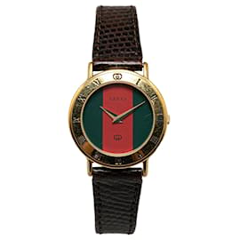 Gucci-Gold Gucci Quartz Gold Plated 3000L Web Watch-Golden