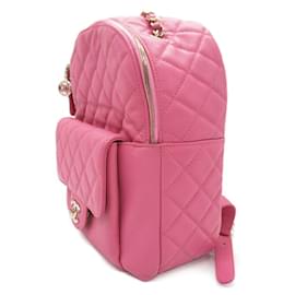 Chanel-Mochila Chanel grande CC acolchoada caviar rosa-Rosa