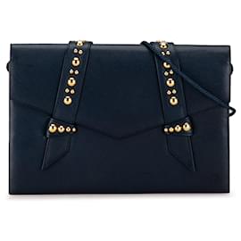 Yves Saint Laurent-Bolsa crossbody de couro cravejado azul Yves Saint Laurent-Azul