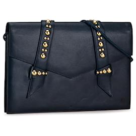 Yves Saint Laurent-Bolsa crossbody de couro cravejado azul Yves Saint Laurent-Azul