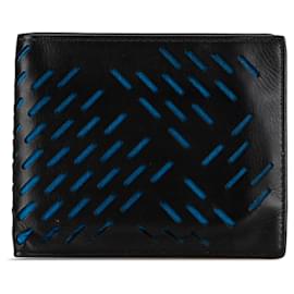 Bottega Veneta-Black Bottega Veneta Perforated Leather Bifold Wallet-Black