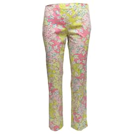 Emilio Pucci-Calça Emilio Pucci com Estampa Floral Rosa e Multicolor Tamanho IT 44-Rosa