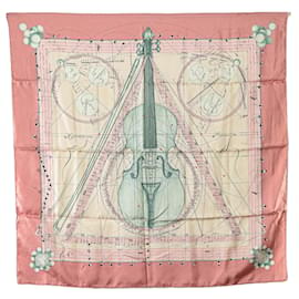 Hermès-Sciarpe di seta rosa Hermès La Musique des Spheres-Rosa