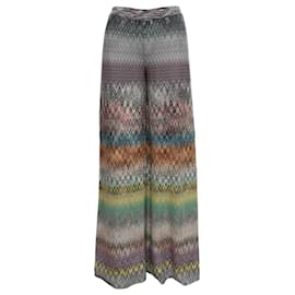 Missoni-Multicolor Missoni Chevron Knit Wide-Leg Pants Size IT 40-Multiple colors