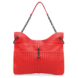 Bottega Veneta-Bolso de hombro rojo Bottega Veneta Intrecciato Beverly-Roja