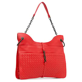 Bottega Veneta-Rote Bottega Veneta Intrecciato Beverly Umhängetasche-Rot