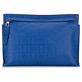 Loewe-Blaue LOEWE T-Clutch mit geprägtem Anagramm-Blau