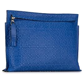 Loewe-Blue LOEWE Embossed Anagram Repeat T Clutch-Blue