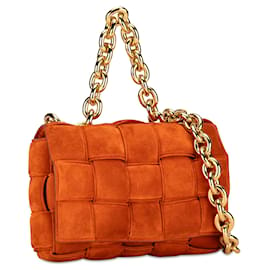 Bottega Veneta-Bolso satchel tipo cassette con cadena y ante acolchado Intrecciato de Bottega Veneta naranja-Naranja