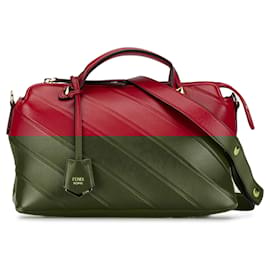 Fendi-Red Fendi Medium Diagonal Embossed Leather By The Way Satchel-Red