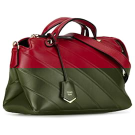 Fendi-Red Fendi Medium Diagonal Embossed Leather By The Way Satchel-Red