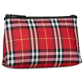Burberry-Rotes Etui mit House Check-Muster von Burberry-Rot