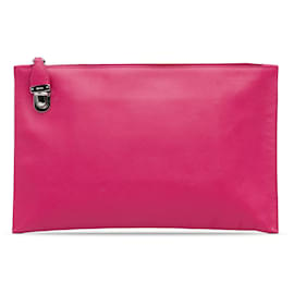 Prada-Embreagem Rosa Prada Saffiano Lux Zip-Rosa