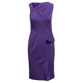 Oscar de la Renta-Purple Oscar de la Renta Wool Sleeveless Belted Dress Size US 4-Purple