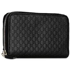 Gucci-Cartera larga con cremallera Gucci Microguccissima negra-Negro