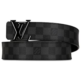 Louis Vuitton-Black Louis Vuitton Damier Graphite Initiales Belt-Black