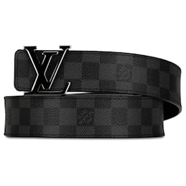 Louis Vuitton-Schwarzer Louis Vuitton Damier Graphite Initialengürtel-Schwarz