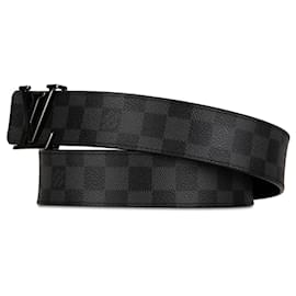 Louis Vuitton-Black Louis Vuitton Damier Graphite Initiales Belt-Black