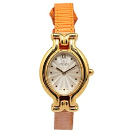 Fendi-Gold Fendi Quartz Gold Plated Chameleon 640L Watch-Golden