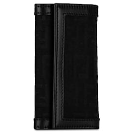 Fendi-Black Fendi Zucca Canvas Key Holder-Black