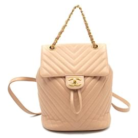 Chanel-Zaino Urban Spirit in pelle di vitello marrone Chanel Chevron-Beige