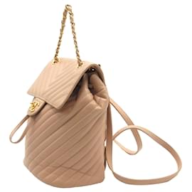 Chanel-Brauner Chanel Chevron-Rucksack Urban Spirit aus Kalbsleder-Beige