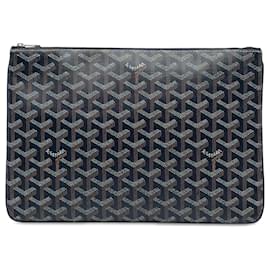 Goyard-Blue Goyard Goyardine Senat MM Clutch Bag-Blue