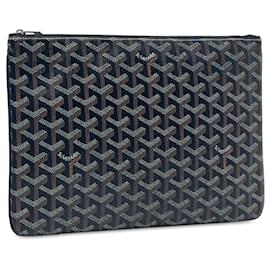 Goyard-Blue Goyard Goyardine Senat MM Clutch Bag-Blue