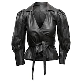 Maje-Black Aje Faux Leather Wrap Jacket Size US 4-Black