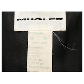Thierry Mugler-Chaqueta negra Mugler de mezcla de lana con ribetes de pelo Talla FR 36-Negro