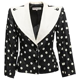 Saint Laurent-Blazer vintage preto e branco Saint Laurent com bolinhas tamanho FR 34-Preto