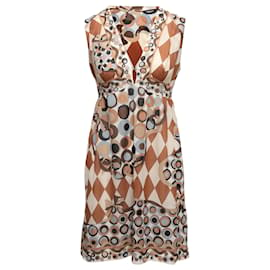 Autre Marque-vintage Marron &Multicolore Emilio Pucci pour Formfit Rogers Imprimé Slip Dress Taille US S-Marron