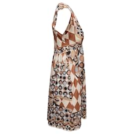 Autre Marque-vintage Marron &Multicolore Emilio Pucci pour Formfit Rogers Imprimé Slip Dress Taille US S-Marron