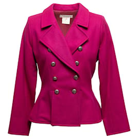 Yves Saint Laurent-Giacca vintage in lana con petto foderato Yves Saint Laurent color magenta, taglia FR 36-Altro