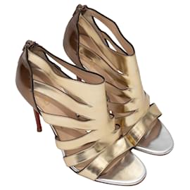 Christian Louboutin-Talons en cage métalliques dorés et multicolores Christian Louboutin Taille 37-Doré