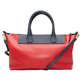 Marni-Red & Navy Marni Leather Crossbody Tote Bag-Red