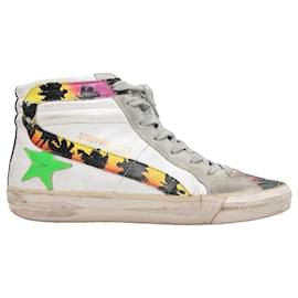 Golden Goose-Zapatillas altas Golden Goose blancas y multicolor Talla 37-Blanco