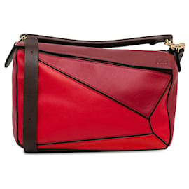 Loewe-Bolso Satchel Puzzle Mediano Loewe Rojo-Roja