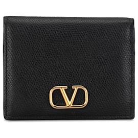 Valentino-Black Valentino VLogo Bifold Wallet-Black